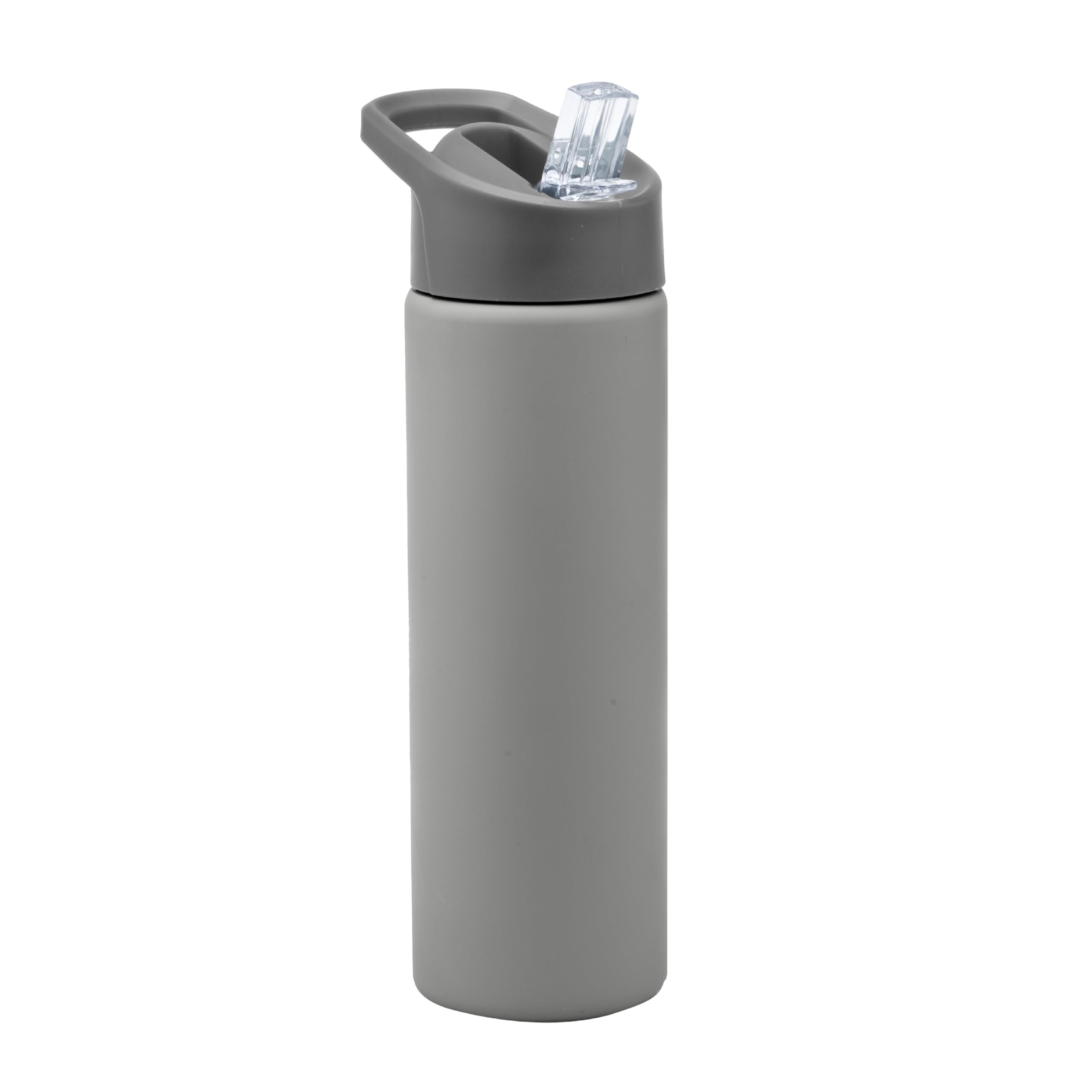 Smash Stainless Steel Drink Bottle with Sipper Lid with Straw, Grey, 750ml