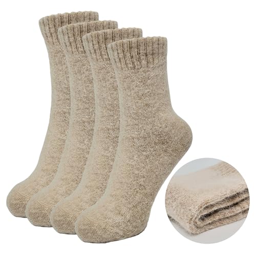 Image of 2 Pairs Plain Fuzzy Fluffy Angora Wool winter warm and soft women's socks, Christmas gift