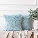 Ashler Pack of 2 Decorative Luxury Style Light Blue Faux Fur Throw Pillow Case Cushion Cover 18 x 18 Inches 45 x 45 cm
