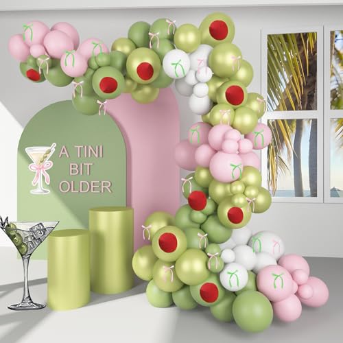 Soonlyn Pink Green Bow Balloon Arch Garland Kit for a Tini Bit Ol...