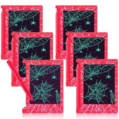Nezyo 6 Pack Spider Web Party Favors, Mini LCD Writing Tablet for Kid 4.6"