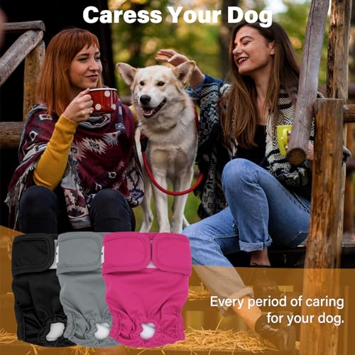 Image of 3Pcs Reusable Female Dog Diapers Physiological Pants, Pet Hygiene Panties Adjustable Shoulder Strap Size for Pets Menstrual Period Multiple Colors S