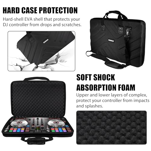 Image of DJ Case - 22.8 inchx14.6 inchx3.5 inch - Fits Pioneer DJ Controller DDJ-SR /SR2 /REV1 /Denon MC4000 /Numark NVII /Mixtrack Pro3 /Hercules Inpulse 500 /NV Platinum - Hard Shell Traveling Case - For DJ Equipment