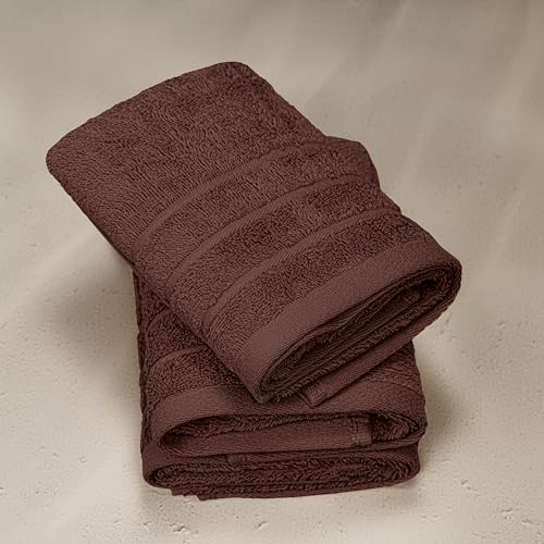 Image of Tens Towels Pack of 6 Hand Towels, 100% Cotton, Lighter Weight, Quick to Dry, 16 x 28 Inches, Super Soft & Absorbent, Perfect for Bathroom & Kitchen (Brown)