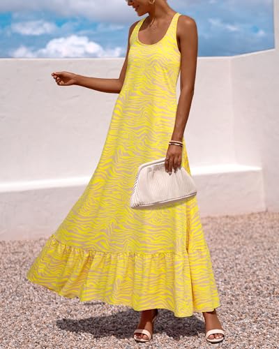 Image of NOLLSOM Casual Women's Summer Dresses 2025 Sundress Sleeveless Floral Boho Long Dresses Beach Vacation Clothes