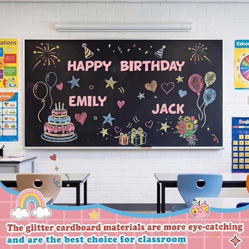 Image of Colarr 144 Pcs Glitter Bulletin Board Letters for Classroom Alphabet Punctuation Symbol Cutout Die-Cut Poster Letter with Adhesive Dot School Party Holiday Decor Display (Light Pink,4 Inch)