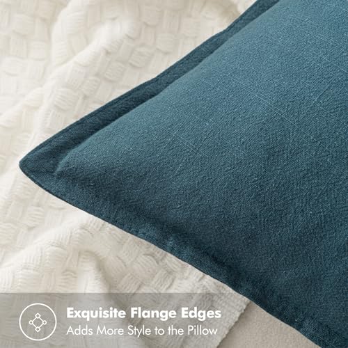 Image of MIULEE Decorative Linen Euro Sham Pillow Covers 24x24 Blue Boho Farmhouse Neutral Couch Throw Pillows for Bed Pack of 2 Accent Coastal Modern Pillowcase Summer Sofa Livingroom Home Decor