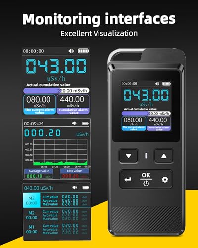 Image of Geiger Counter Nuclear Radiation Detector Detect Beta Gamma X-Ray with Color LCD Display, Timing Monitoring, 5 Dosage Units Switched, Rechargeable Portable Radiation Dosimeter for Home