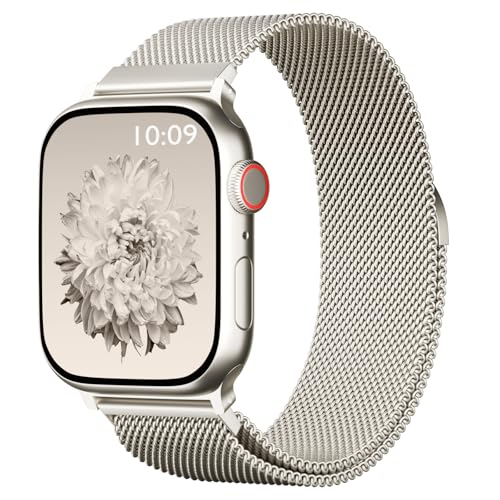Image of Magnetic Mesh Metal Compatible with Apple Watch Band 49mm 46mm 45mm 44mm 42mm 41mm 40mm 38mm Men and Women, Stainless Steel Loop Clasp Replacement for iWatch Bands Ultra Series 10 9 8 7 SE 6 5 4 3 2 1