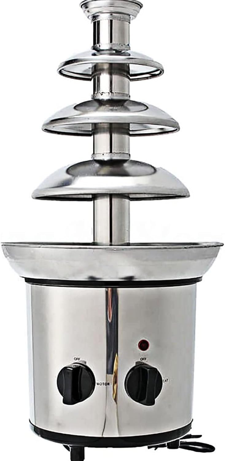 ASerZenith Chocolate Fondue Fountain, Chocolate Fountain, Stainless Steel Electric Melting Machine Chocolate Fondue Fountain, Easy To Assemble 4 Tiers For Nacho Cheese, Bbq Sauce, Ranch, Liqueurs
