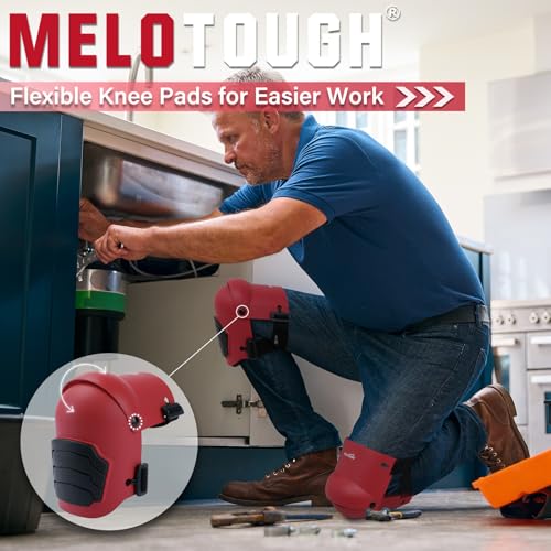 Image of MELOTOUGH Knee Pads for Work,Construction,Flooring,Gardening-Comfortable and Flexible(Red)