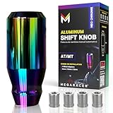 Premium Neo Chrome Shift Knob - 4 Metal Threaded Adapters, 4 5 6 Speed Manual & Buttonless Automatic Transmission, Aluminum Car Gear Stick Shifter Knobs, (M8, M10x1.25/1.5, M12x1.25), Cool JDM Style