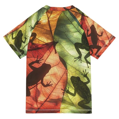 Kids Swimsuit Colorful Frog Leaf Sun Sunscreen T-Shirts Swimwear Sets UPF 50+2