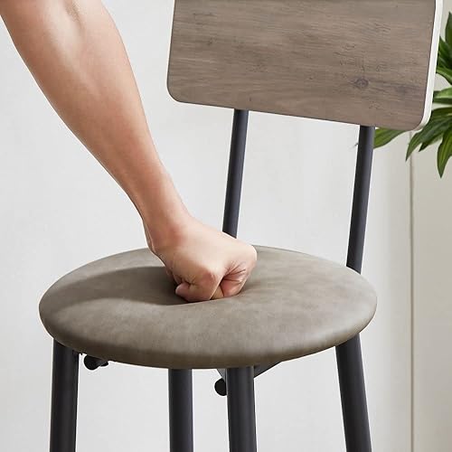 Miniatura 5 de Juego de mesa de bar para 2 con 2 taburetes tapizados de poliuretano, mesa de comedor y taburetes con respaldo, mesa de barra de altura de mostrador