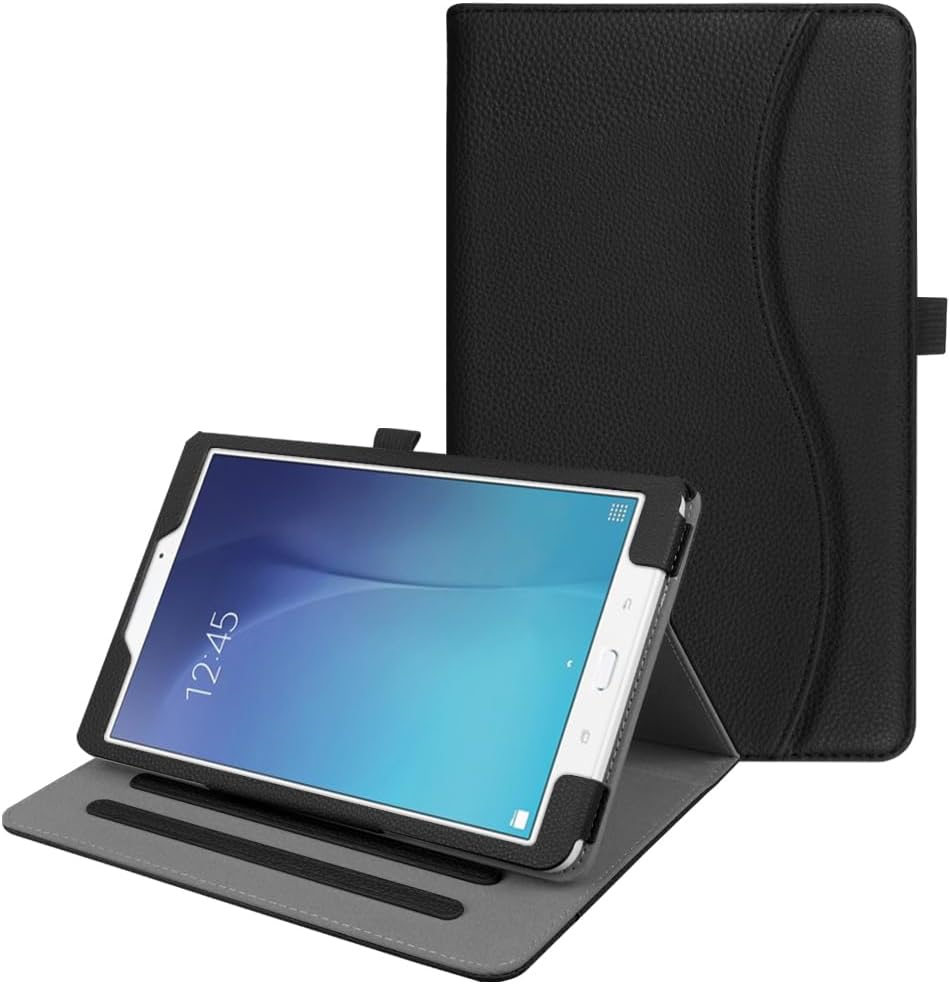 Fintie Case for Samsung Galaxy Tab E 9.6 2015 (Model SM-T560/T561/T565/T567), Corner Protection Multi-Angle Viewing Stand Cover with Pocket, Black