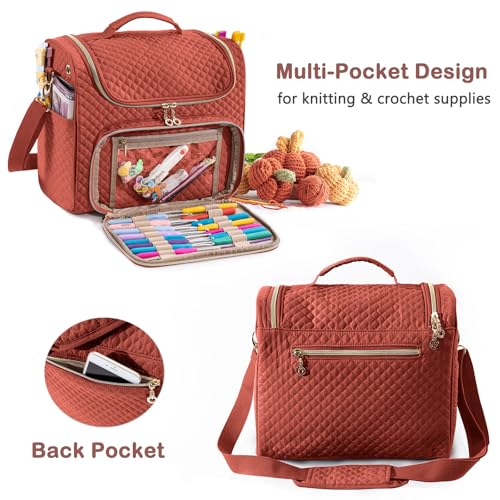 crochet bag organizer quilted storage bag with hanging hook yarn holder for knitting amp crochet accessories mother39s day gift