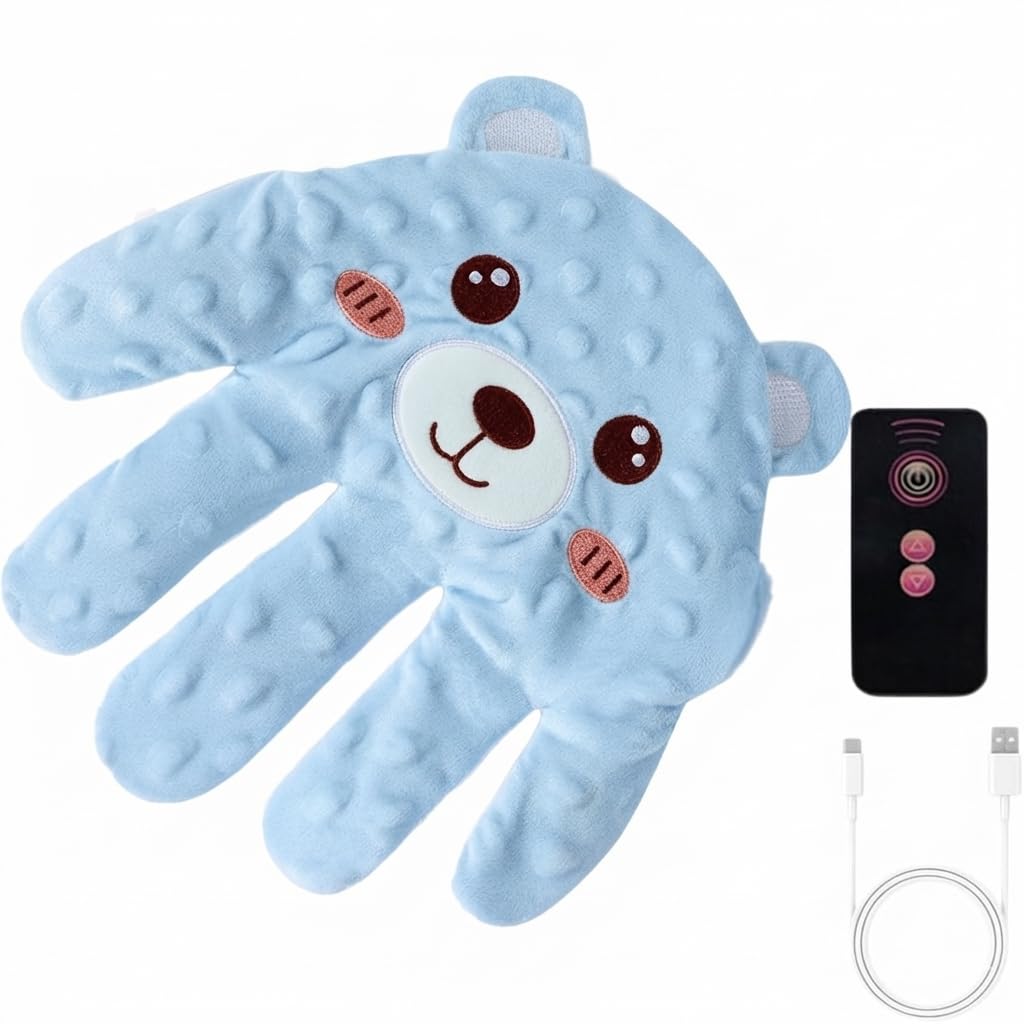 Sleeping Support Plush Hand Massager, Light Blue, Pack of 1 | Soft Minky Dot, 5-Finger Sleep Companion, Smart Remote Control, Breathable, Machine Washable-image-31