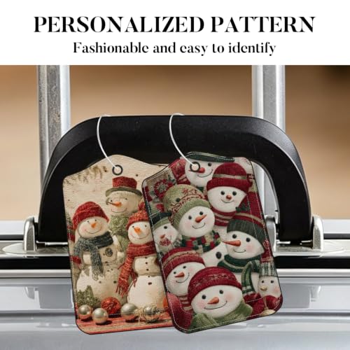 Image of Snowman Luggage Tags 2 Pack, PU Leather Privacy Flap