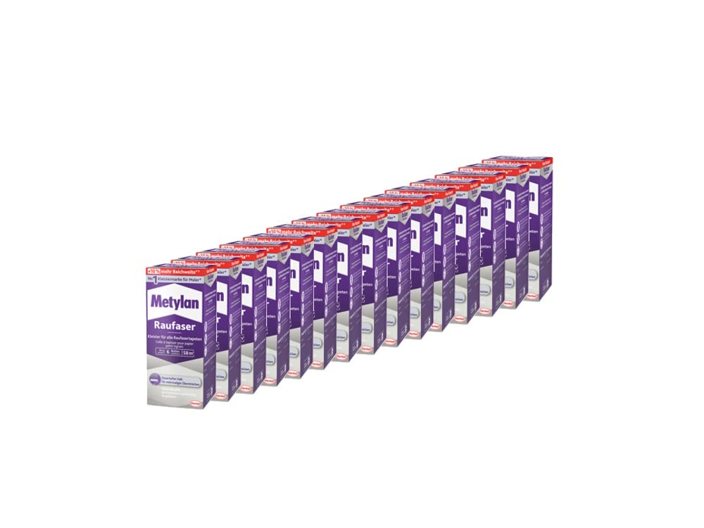 Metylan Raufaser, starker Tapetenkleister für Raufasertapete mit hoher Anfangsklebkraft, langlebiger & korrigierbarer Kleister mit Methylcellulose, 15x360g