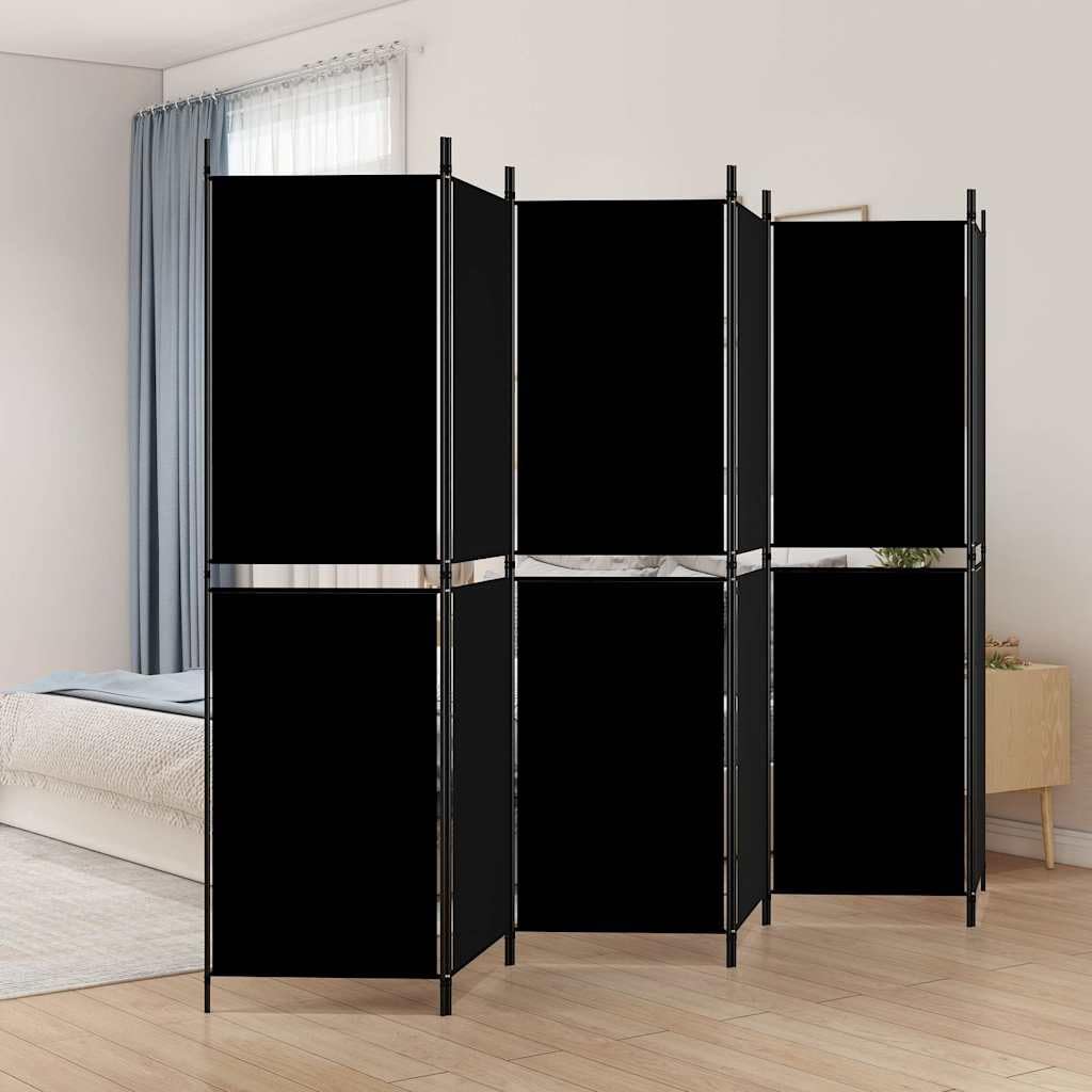 Parawan z 6 panelami 300 x 180 cm materiał czarny