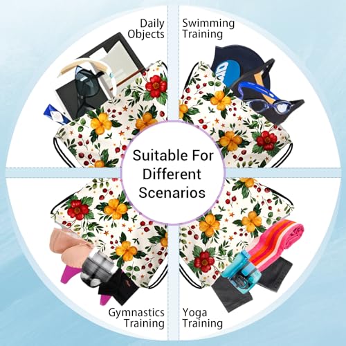 Image of Watercolor Floral Leaves Grip Bag for Gymnasts Gymnastics Drawstring Bags Men Women Outdoor Grips