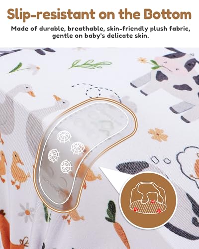 Image of BOMOLOUR Seat Cover Compatible with Bumbo and Nuby Seat, Removable Breathable Baby Floor Seat Cover for Boys and Girls, Seat Not Included (Brown Farm)