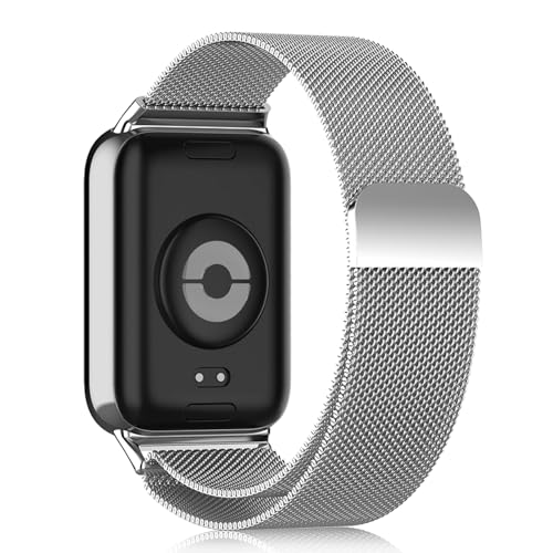 Hinnwer Correa Metalica para Xiaomi Redmi Watch 5/Xiaomi Smart Band 9 Pro/Xiaomi Smart Band 8 Pro/Xiaomi Redmi Watch 4, Magnético Acero Inoxidable Milanesa Pulsera para Xiaomi Mi Band 9 Pro Plata