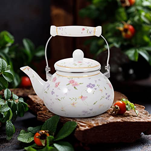 Operitacx Teakettle Enamel Teakettle 2.5 L Vintage Water Boiling Kettle Pot Decorative Tea Pot Kettle Gas Stove Coffee Pot Cooker Teakettle For Home And Office (Color 1) Kettle Stovetop Vintage #TOP1