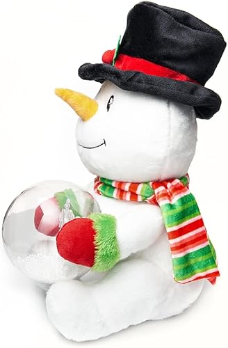 Miniatura 6 de Cuddle Barn - Snowglobe Stormy  Muñeco de nieve animado de Navidad con luz LED, juguete de peluche con forma de bola de nieve alrededor de helar el