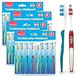 SOL 32pk Manual Toothbrush Multipack - Soft Tooth Brushes for Adults and Family, Assorted Colours, Firm Bristles for Effective Cleaning, Disposable, Ideal for Daily Oral Care at Home, Travel & Gym Use