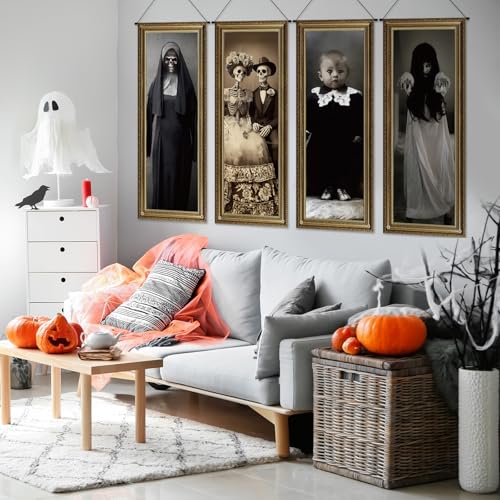 Tudomro 4 Pcs Halloween Haunted House Stretching Portraits Gothic Posters by Tudomro - Used condition - Image 5