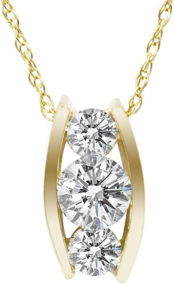 P3 POMPEII3 Pompeii 1/2ct Three Stone 3 Diamond Pendant 14K Yellow Gold