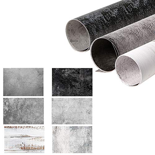 Selens 2-in-1 Wood Backdrop Concrete Background Photography Backgrounds Flat Lay Food Photography Backdrop Paper for Blogger YouTube Table Top Photo Studio Photography - 22x35Inch 3Pack