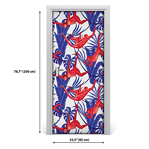 Mural autoadhesivo de puerta lavable y extraíble con estampado abstracto animal 4