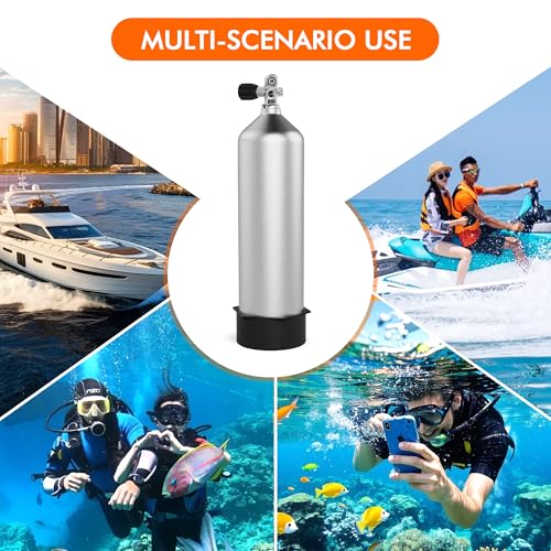 TUDIVING 11.1L Diving Tank Professional Aluminum Alloy Fine Polished High Pressure Portable Diving Cylinder with Valve Connector and Base for Deep Diving Enthusiasts by TUDIVING - Image 2