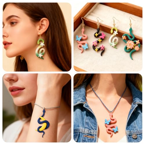 Image of ORIGACH 16 Pcs Snake Polymer Clay Cutters Set | Snake Flower Star Shape Clay Cutters for Polymer Clay Jewelry Earrings with a Clear Storage Box
