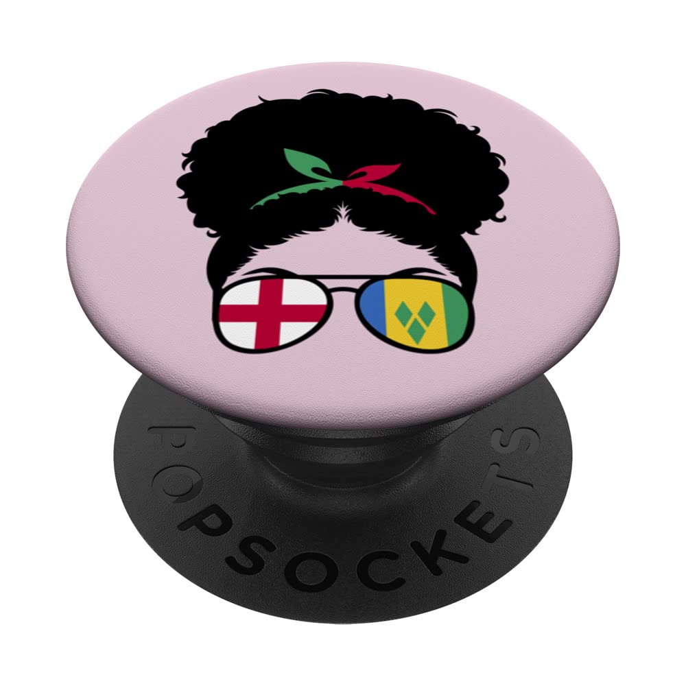 England and Vincent Mix Afro Half English half Vincentian PopSockets Swappable PopGrip, Black