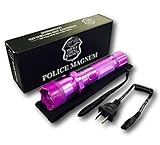 Police Magnum POCPMF-P45 25000000V Rechargeable Professional Series Self Defense Stun Gun with LED Tactical Flashlight, Purple, 6.75-Inch