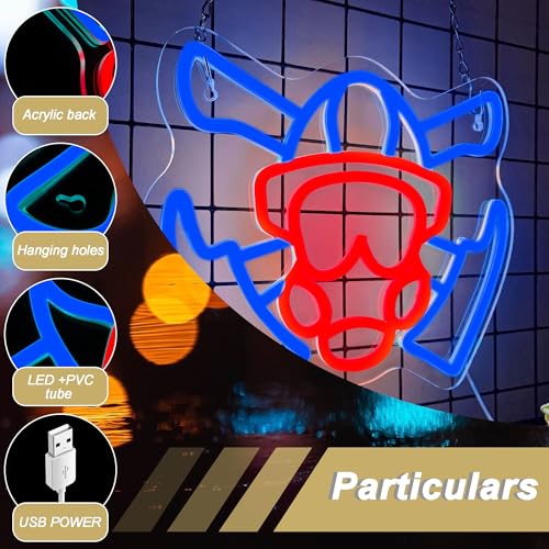 Image of Firefighter Mask Neon Sign, Firefighter Helmet Neon Light LED Gas Mask Sign USB Powered Dimmable, for Modern First Responder Heroic Art for Fire Station, Gamer Man Cave Garage(11.8 * 9.8 In)