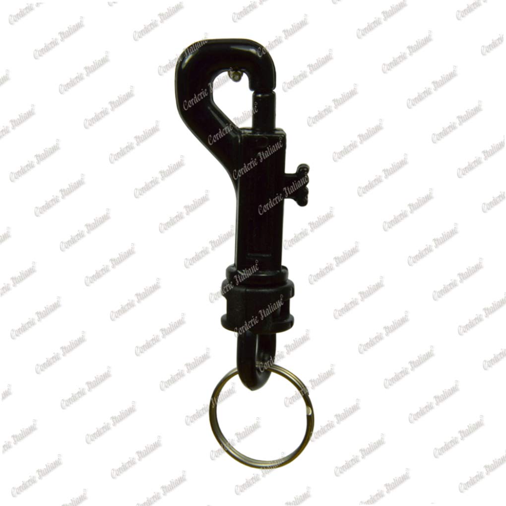 Corderie Italiane 002009016, Moschettone portachiavi con anello, 100 pz, nero