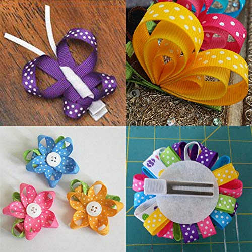 Winlyn 48 Rolls 48 Colors Solid Grosgrain Ribbons Rolls Fabric Ribbons Multicolor Ribbons Decorative Ribbons