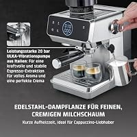 Caso EspressoGourmet & Grind Siebträgermaschine Edelstahl mit Mahlwerk, 20 Bar Ulka Pumpe, Touch-Display, Thermoblock, Vorbrühfunktion, Dampflanze,1,8 l Wassertank, Zubehör – Ansicht 5