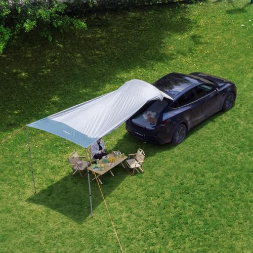 Tesla Model Y Tailgate Tent Sunshade Canopy, Custom Fit Rear Hatch Shelter with Dual Mode Full/Half Open, UV Protection, Waterproof Windproof Outdoor Awning (Model Y 2025)