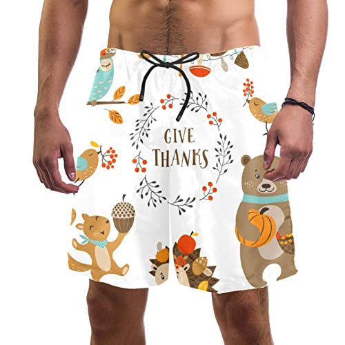 Maillots de bain hommes JDEZ avec motif ours et renard pour la plage