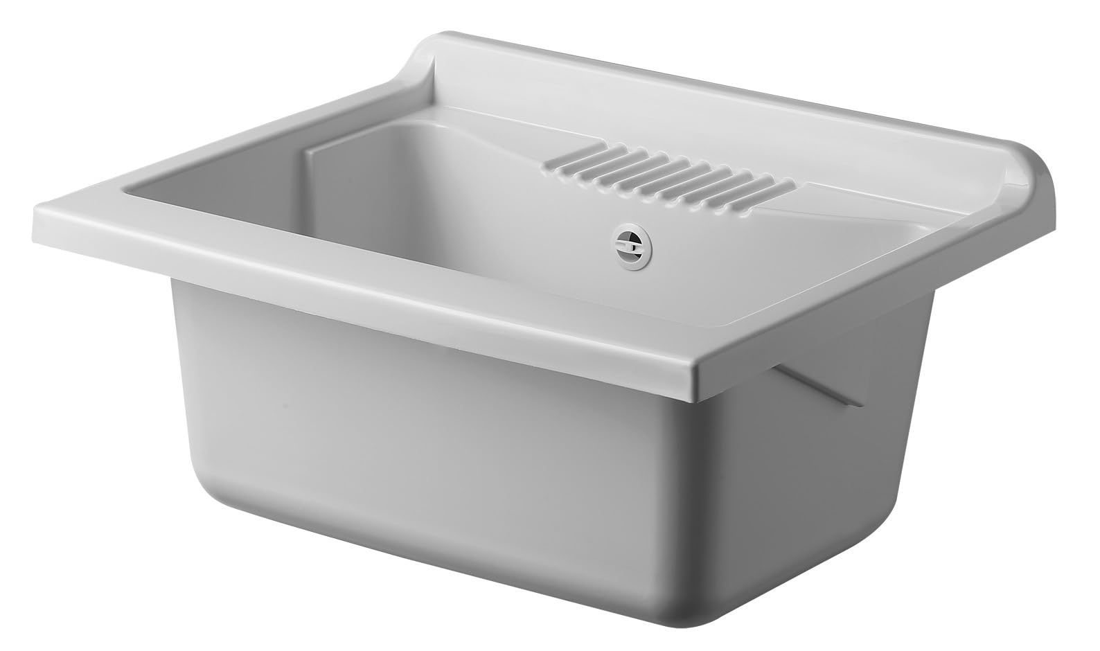 Negrari Baignoire en résine PP pour évier, résistant à l'humidité, résistant aux acides courants, kit d'échappement inclus, intérieur et extérieur, L60 x P50 x H30 cm, blanc