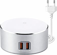 T Teclusive 2 USB Multi Ports Mobile Wall Charger with Touch Night Lamp | 12W 2.4A Fast Charging | Rapid Charge Multi Mobi