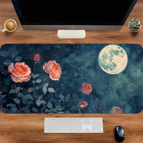 Tapis de souris gaming XXL Moon Rose 1200x600 bureau gamer et informatique antidérapant