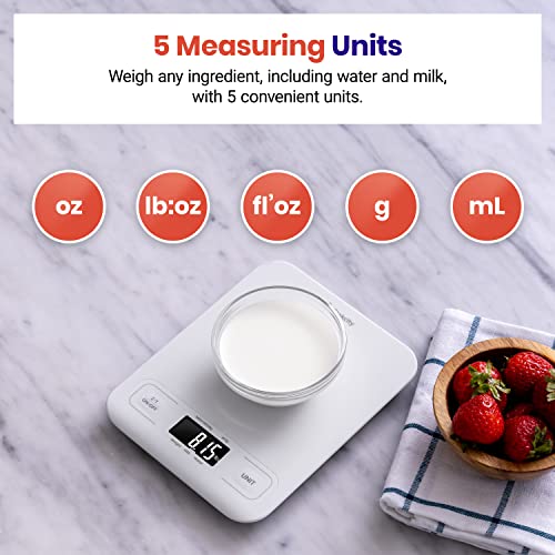 Etekcity Food Kitchen Scale, Digital Grams and Ounces for Weight Loss, Baking, Cooking, Keto and Meal Prep, LCD Display, Medium, White by Etekcity - Image 3