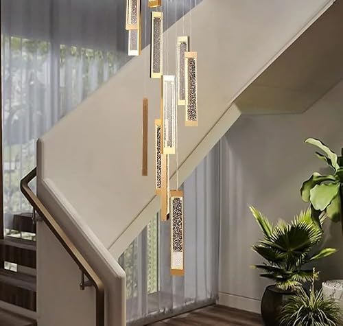ASerZenith Project Long Crystal Bowling Ball Chandelier Led Hotel Stairwell Lighting Drawing Room Lustre De Cristal Villa Stair Chandeliers,Hanging Light,Natural Light-28 Light D