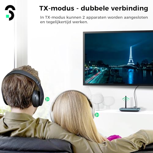 Image of Transmitter Receiver Adapter Audio Bluetooth 5.0 with Aux /Optical /RCA Cables, SOOMFON Audio Adapter Hi Fi with 3.5mm Jack and Optical, for TV, PC, CD Player, Home Stereo, Headphones, with LCD Display